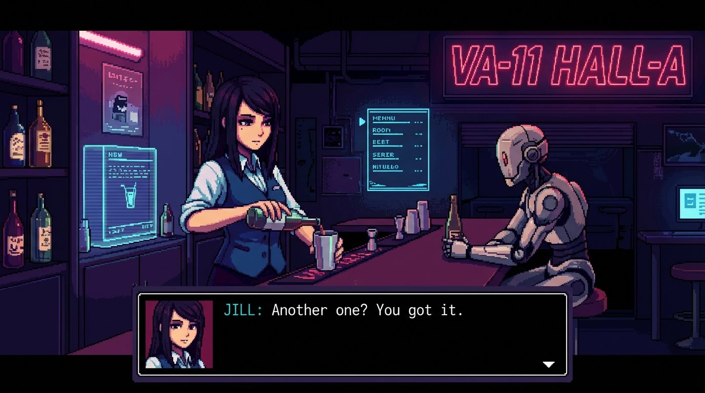 VA-11 Hall-A: Cyberpunk Bartender Action game screenshot