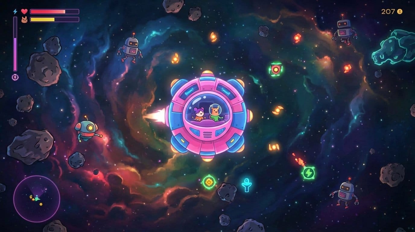Lovers in a Dangerous Spacetime game screenshot