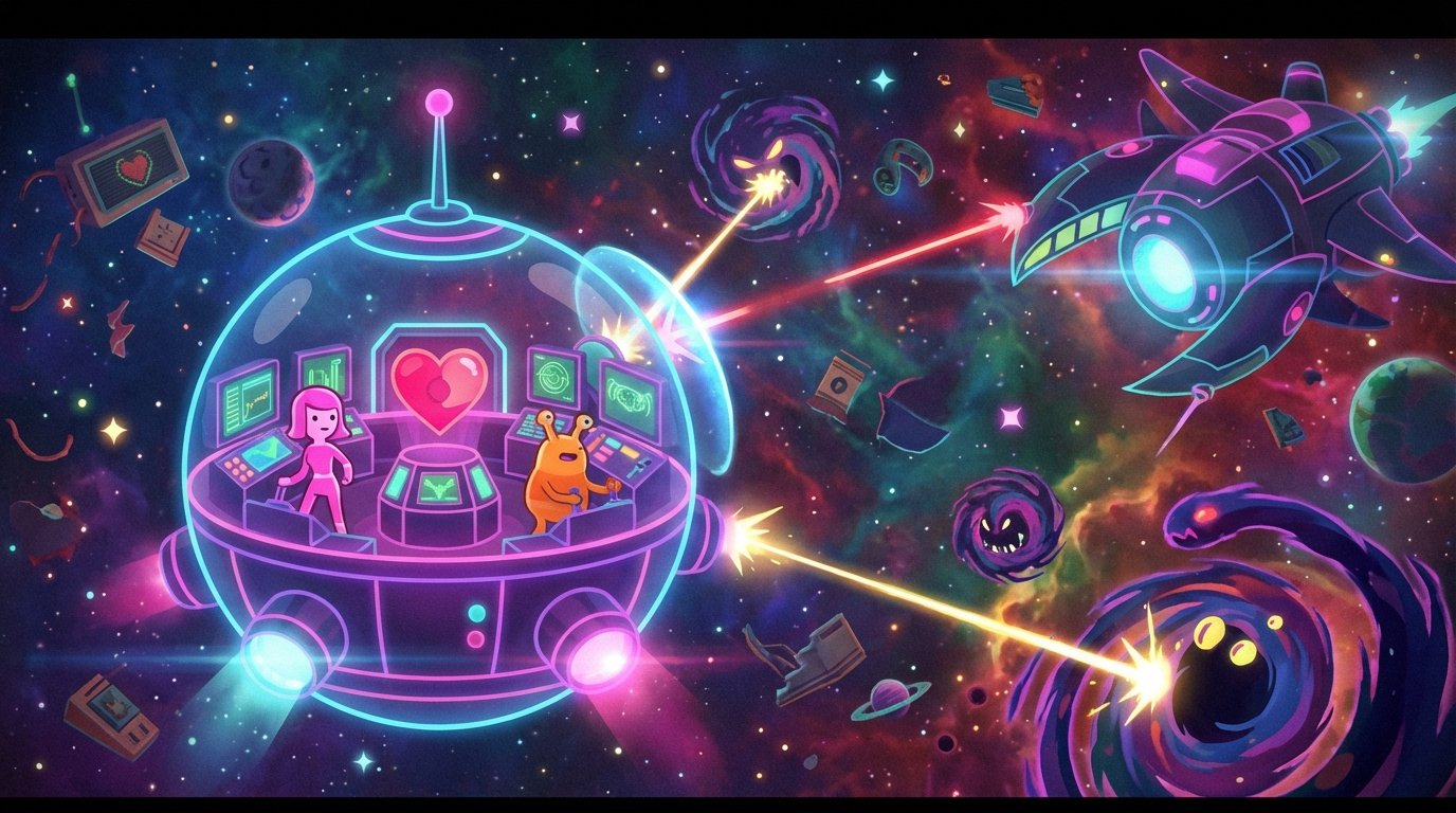 Lovers in a Dangerous Spacetime game screenshot